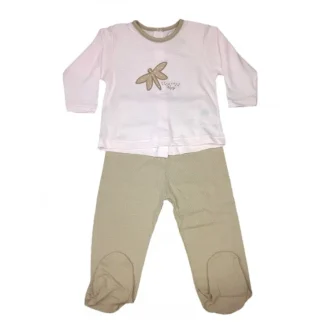 Completo 2pz tshirt e ghettina bimba neonato Rapife rosa marroncino 6 m