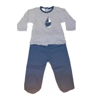 Completo 2pz tshirt e ghettina bimbo neonato Rapife bianco blu 6 m