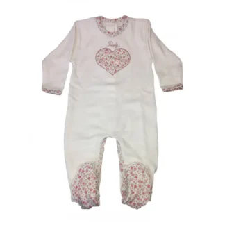 Tuta tutina cotone bimba neonato Rapife bianco fantasia 6 m