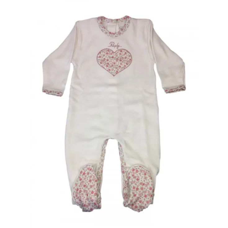 Tuta tutina cotone bimba neonato Rapife bianco fantasia 6 m