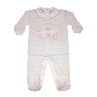 Tuta tutina cotone bimba neonato Ellepi bianco rosa 6 m