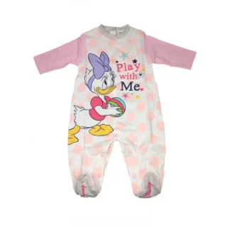 Disney Baby Tutina Manica Lunga Paperina In Cotone Colore Bianco-Rosa-Fucsia 3-6 Mesi