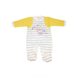 Tuta tutina cotone bimba neonato Bidibimbo bianco giallo 1 - 3 mesi