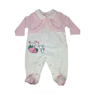 Tuta tutina cotone bimba neonato Mignolo Dodipetto bianco rosa 1 m