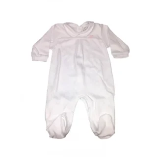 Tuta tutina cotone bimba neonato Rapife bianco pois rosa 3 m