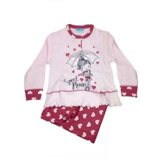 Pigiama maglia maglietta pantalone bimba bambina Gary rosa fucsia 4A
