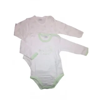 Bi-pack body intimo bimba bimbo neonato manica lunga Ellepi bianco verde 12 m
