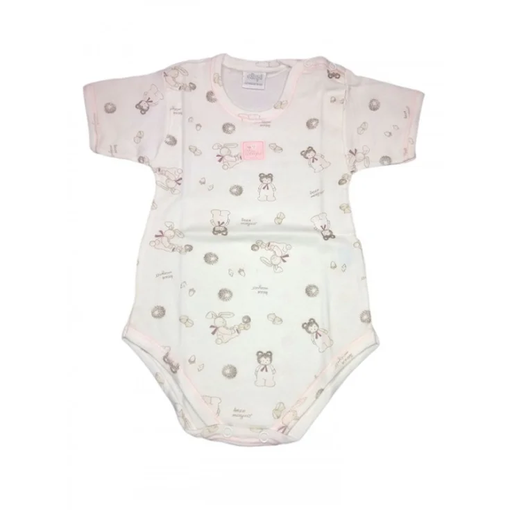Body bodino intimo neonato bimba mezza manica fantasia rosa Ellepi AF1190 12 m