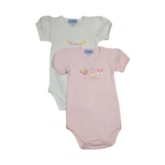Bi-pack body intimo bimba neonata mezza manica Yatsi bianco rosa 3 m