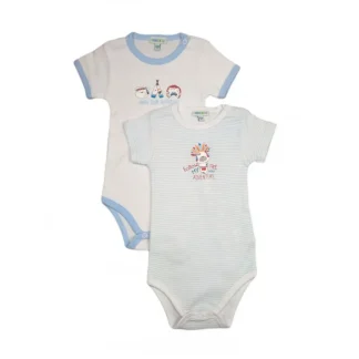 Bi-pack body intimo bimbo neonato mezza manica Yatsi bianco cielo 12 m