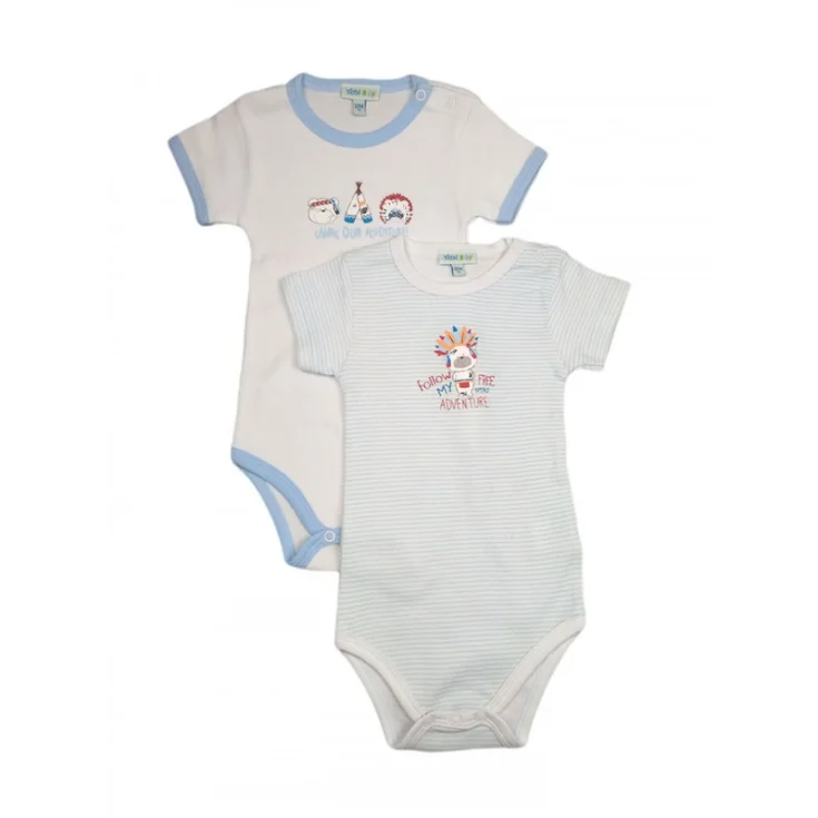 Bi-pack body intimo bimbo neonato mezza manica Yatsi bianco cielo 12 m