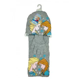 Set 3pz cappellino cappello sciarpa guanti bimba bambina Disney Frozen grigio tg 54