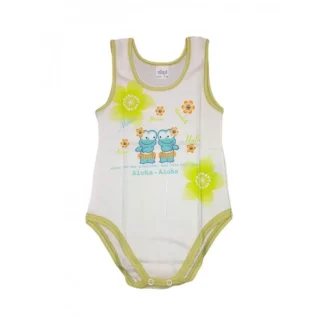 Body bodino intimo neonato bimba bimbo senza manica Ellepi bianco verdino 3A