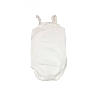 Body bodino intimo cotone biologico neonato bimba senza manica bretellina Rapife panna 18 m