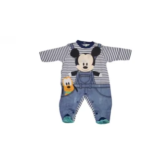 Disney Baby Tutina Topolino In Cotone Manica Lunga Colore Bianco-Blu 6-9 Mesi