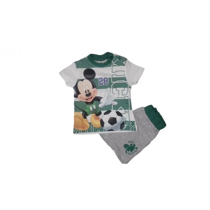 Completo 2pz cotone bimbo neonato Disney baby Mickey verde grigio 6 - 9 mesi