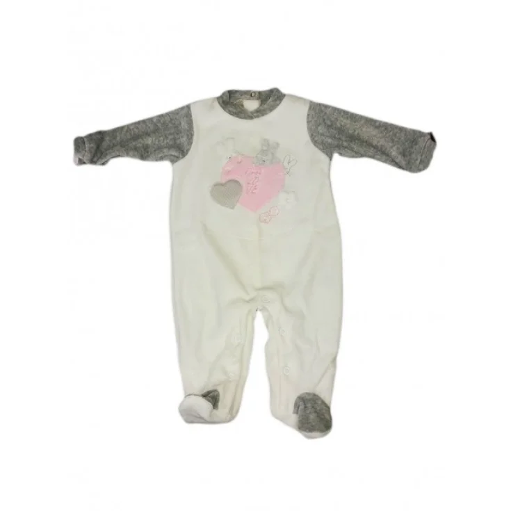 Tuta tutina ciniglia bimba neonata Pastello panna grigio 3 - 6 mesi