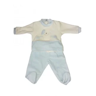 Completo 2pz ciniglia bimbo neonato Pastello panna beige 0 - 1 mese