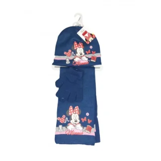 Set 3pz cappello cappellino sciarpa guanti bimba Disney baby Minnie blu tg 54
