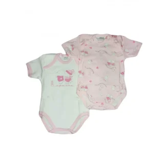 Bi-pack body intimo bimba neonato mezza manica Ellepi bianco rosa Af4820 6 m