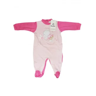 Tuta tutina cotone bimba neonato Pastello rosa 1 - 3 mesi
