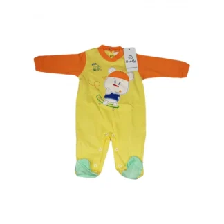 Tuta tutina cotone bimbo neonato Pastello giallo 1 - 3 mesi