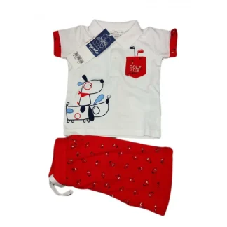 Completo maglia maglietta pantaloncino bimbo neonato Dodipetto Mignolo rosso 6 m