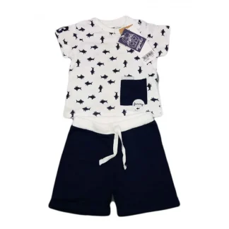 Completo maglia maglietta pantaloncino bimbo neonato Dodipetto Mignolo blu 9 m