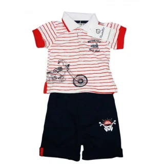 Completo maglia maglietta pantaloncino bimbo neonato Pastello rosso 18 - 24 m