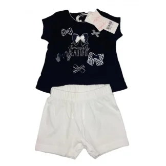 Completo maglia maglietta pantaloncino bimba neonato Dodipetto Mignolo blu 3 m