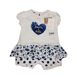 Pagliaccetto tutina bimba neonato mezza manica bianco blu Dodipetto Mignolo 6 m