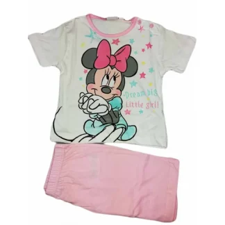 Pigiama maglia maglietta pantaloncino bimba neonato Disney Minnie Mouse rosa 18 m