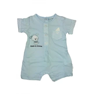 Pagliaccetto tutina bimbo neonato mezza manica Pastello cielo 6 - 9 mesi