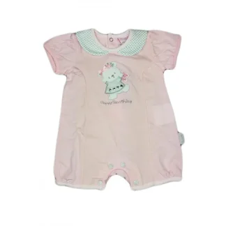 Pagliaccetto tutina bimba neonato mezza manica Pastello rosa 3 - 6 mesi