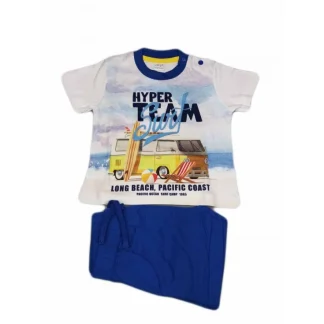 Completo maglia maglietta pantaloncino bimbo neonato Ellepi bianco azzurro 9 m