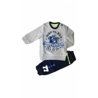 Completo tuta 2pz maglia maglietta pantalone bimbo neonato Dodipetto Mignolo grigio blu 30 m