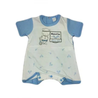Pagliaccetto tutina bimbo neonato mezza manica Ellepi bianco cielo 1 m