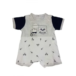 Pagliaccetto tutina bimbo neonato mezza manica Ellepi bianco blu 1 m