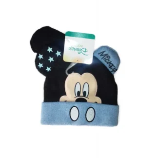 Set 2pz cappello muffole bimbo Disney Mickey blu tg 48