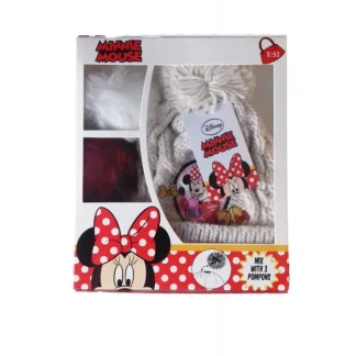 Cappello bambina Disney Minnie 3 pompons panna tg 52