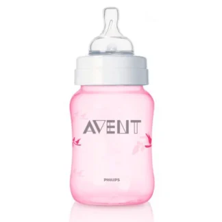 Avent Biberon Classic Decorato Rosa Flusso Regolabile 260ml