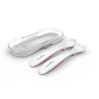 Nuvita Set Cucchiaio + Forchetta Astuccio Rosa