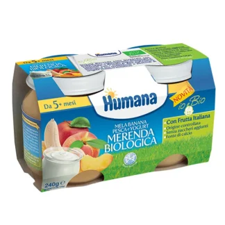 Merenda Biologica Humana Mela Banana Pesca Yogurt 2x120g