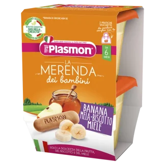 Plasmon La Merenda Dei Bambini Banana Mela Biscotto Miele 2x120g