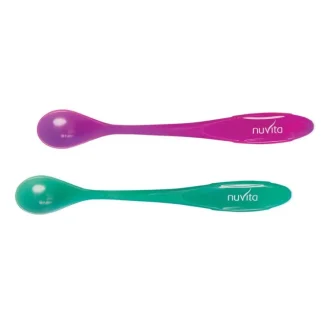 Nuvita Cucchiai Termosensibili Colore Rosa/Verde 2 Cucchiai