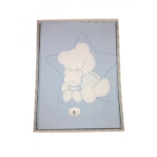 Copertina coperta lettino culla bimbo neonato ricamo orsetto i Batuffolini celeste TU