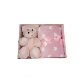 Set 2pz confezione regalo copertina coperta culla carrozzina nuvola con peluche bimba neonato nazareno gabrieli rosa TU
