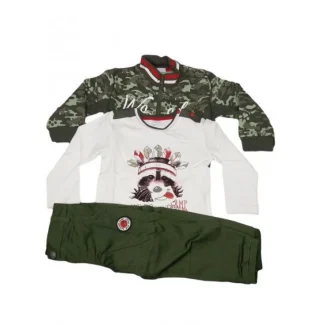 Completo 3pz felpato bimbo neonato Ellepi verde 18 m