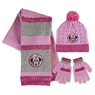 Set 3pz cappello cappellino sciarpa guanti bimba Disney baby Minnie rosa fucsia tg 52