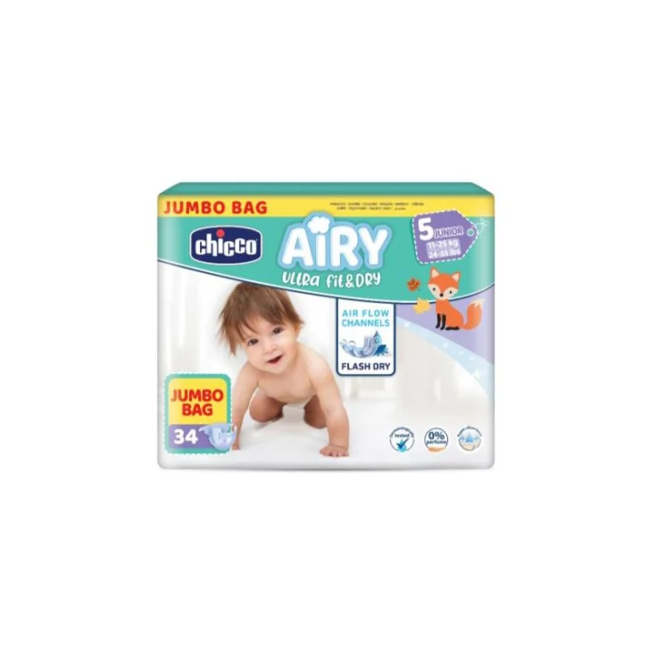 Airy Pannolini Chicco Taglia 5 Junior 11-25Kg 34 Pezzi